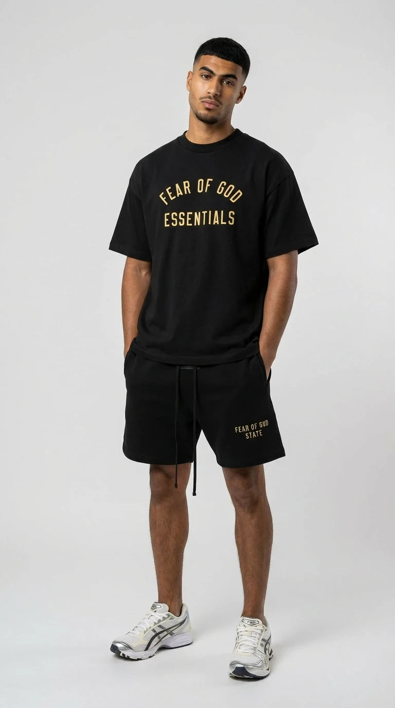 Fear of God Essentials FW24 Black Yellow Summer Set
